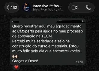 Print de mensagem de aluno no grupo do CM Xperts (1 de 5)