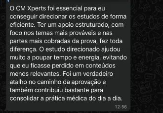 Print de mensagem de aluno no grupo do CM Xperts (2 de 5)