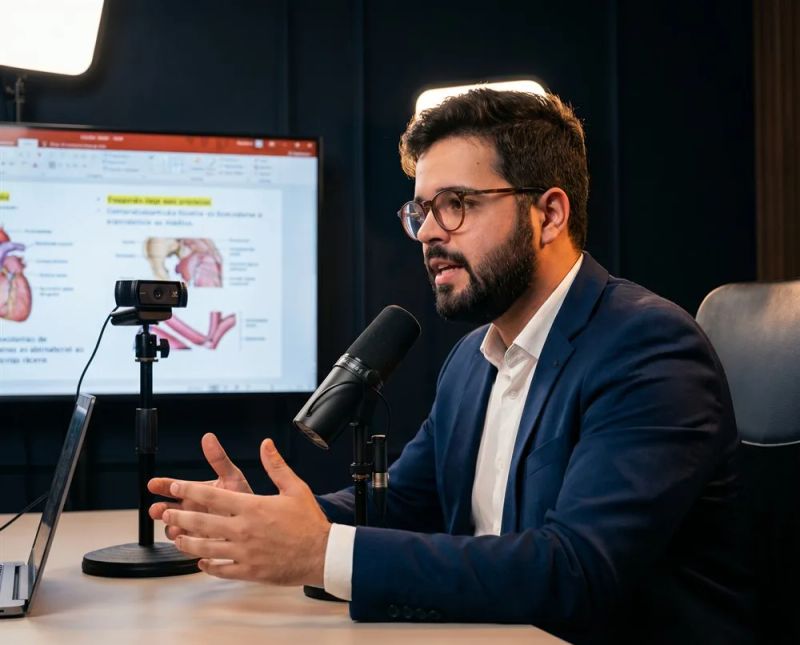 Prof. Dr. Erick Pordeus dando aula ao vivo em estúdio
